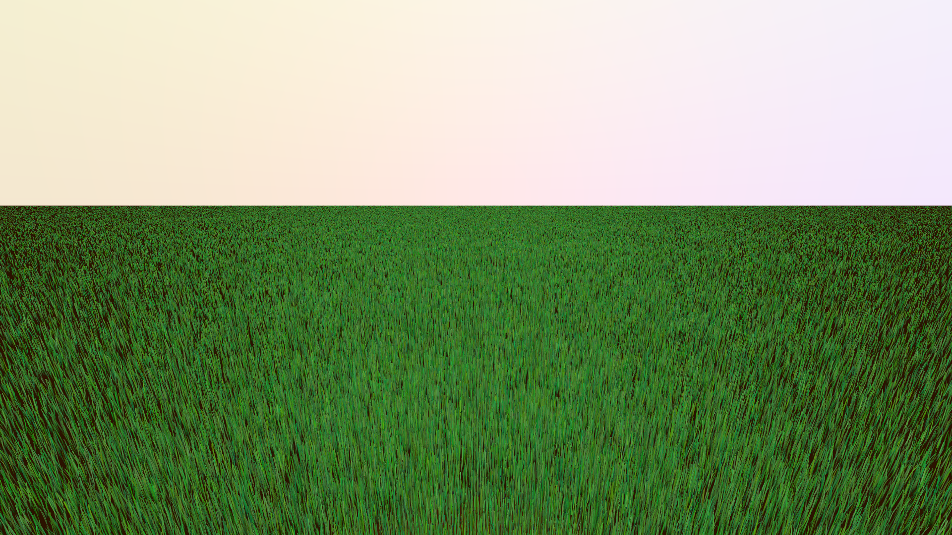 Screenshot of grass rendering method developed in the Thesis