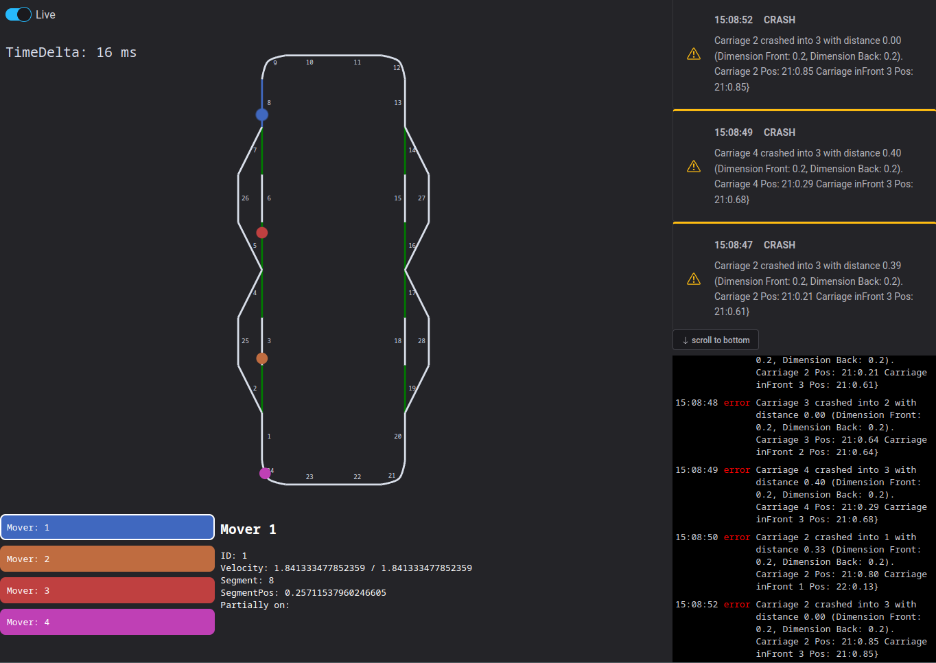 Screenshot of the simulation live view
