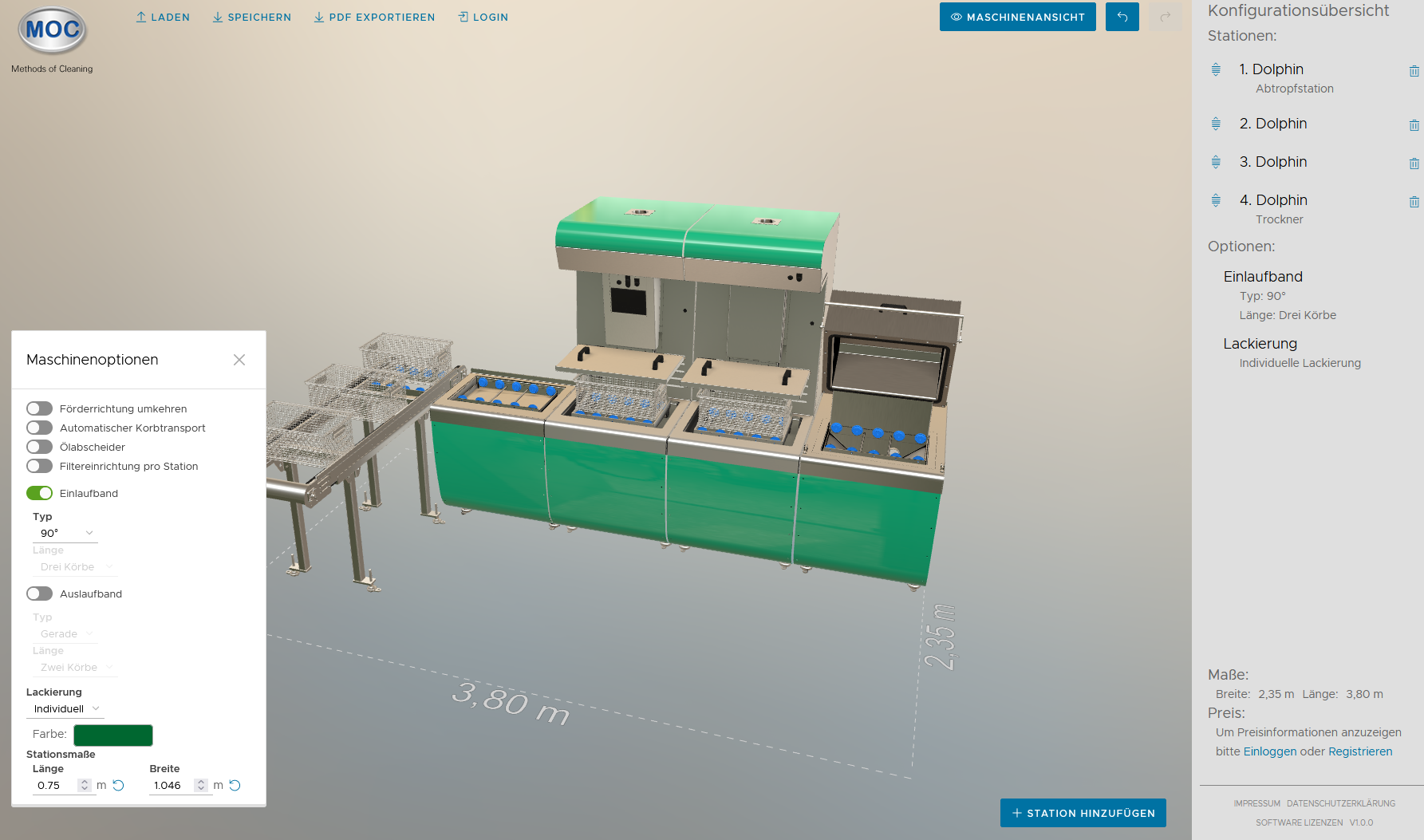Screenshot of the 3D Web-Configurator: Configuration Example